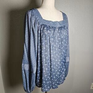 LC Lauren Conrad Navy Paisley Blouse